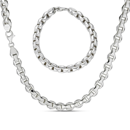 Puffed Triangle Rolo Chain Necklace Or Bracelet - Hollow 925 Sterling Silver - 7"-28" - 6mm