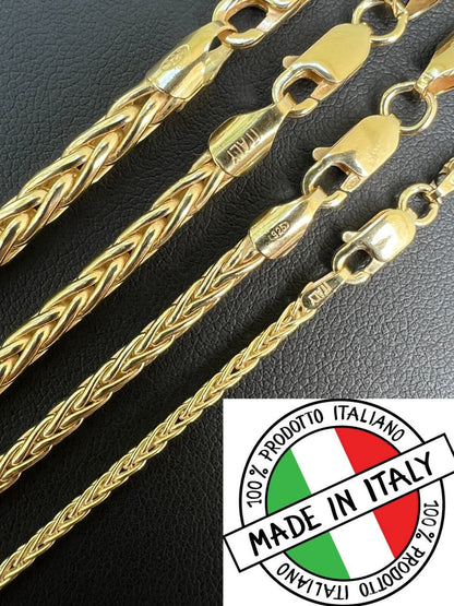 Spiga Wheat Rope Chain Necklace - 14k Gold Vermeil 925 Sterling Silver - 16"-30" - 2mm-5mm