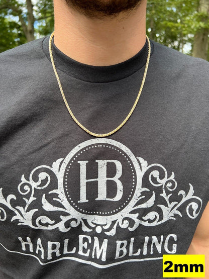 Spiga Wheat Rope Chain Necklace - 14k Gold Vermeil 925 Sterling Silver - 16"-30" - 2mm-5mm