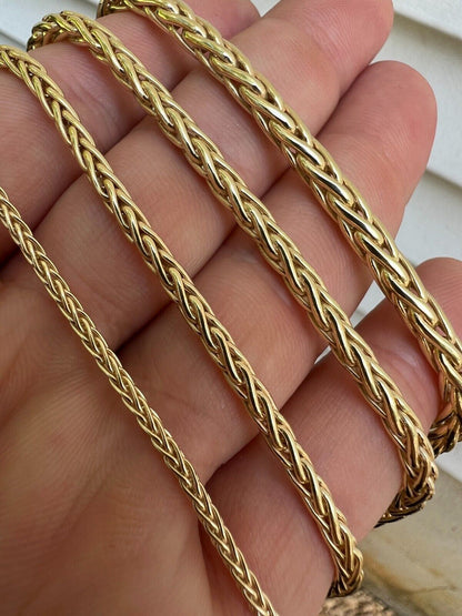 Spiga Wheat Rope Chain Necklace - 14k Gold Vermeil 925 Sterling Silver - 16"-30" - 2mm-5mm