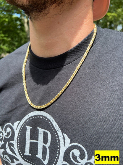 Spiga Wheat Rope Chain Necklace - 14k Gold Vermeil 925 Sterling Silver - 16"-30" - 2mm-5mm