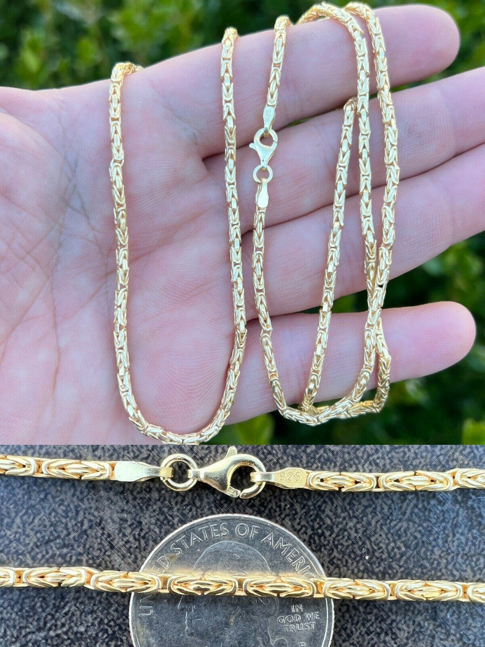 Round Byzantine Link Chain Necklace - 14k Gold Vermeil 925 Sterling Silver - 16"-30" - 2mm