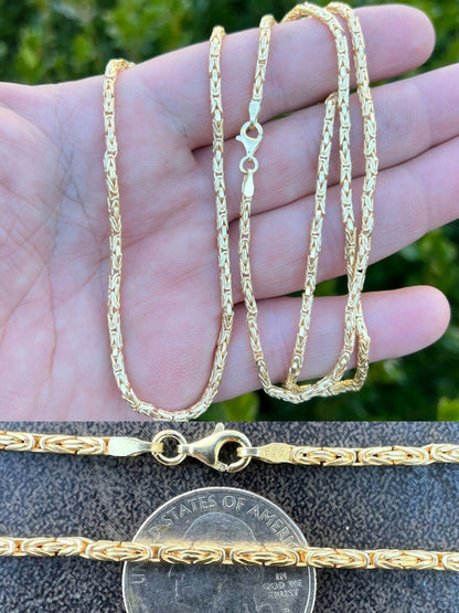 Round Byzantine Link Chain Necklace - 14k Gold Vermeil 925 Sterling Silver - 16"-30" - 2mm