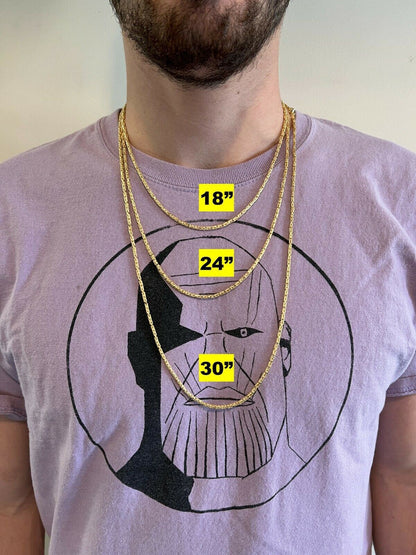 Round Byzantine Link Chain Necklace - 14k Gold Vermeil 925 Sterling Silver - 16"-30" - 2mm