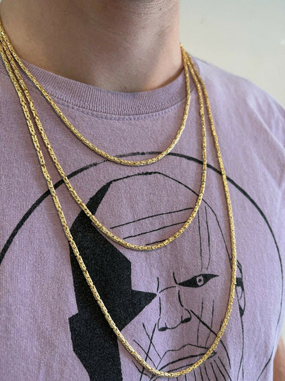 Round Byzantine Link Chain Necklace - 14k Gold Vermeil 925 Sterling Silver - 16"-30" - 2mm