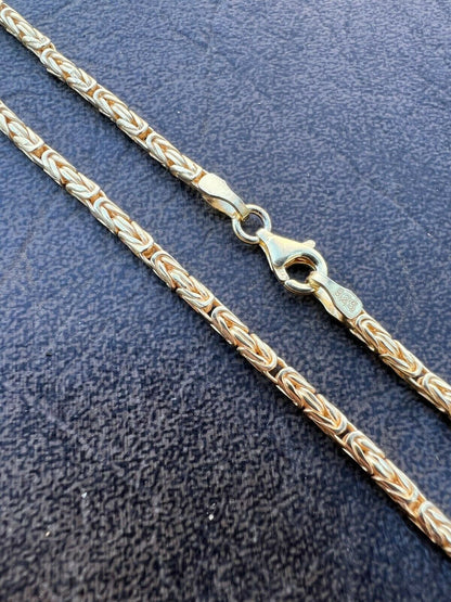 Round Byzantine Link Chain Necklace - 14k Gold Vermeil 925 Sterling Silver - 16"-30" - 2mm