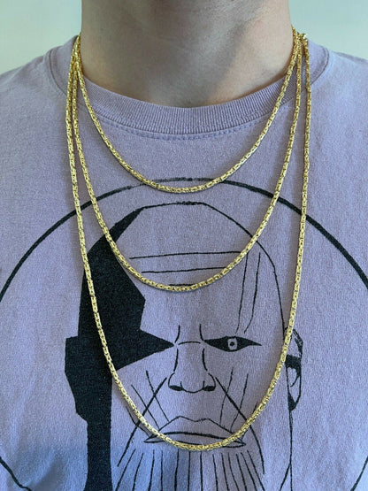 Round Byzantine Link Chain Necklace - 14k Gold Vermeil 925 Sterling Silver - 16"-30" - 2mm