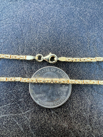 Round Byzantine Link Chain Necklace - 14k Gold Vermeil 925 Sterling Silver - 16"-30" - 2mm