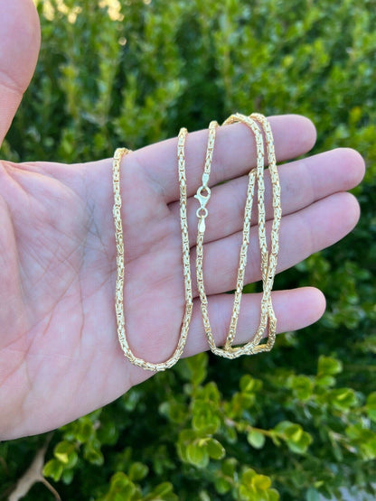 Round Byzantine Link Chain Necklace - 14k Gold Vermeil 925 Sterling Silver - 16"-30" - 2mm