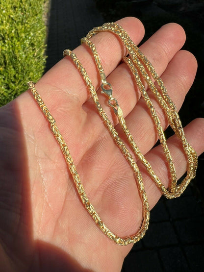 Round Byzantine Link Chain Necklace - 14k Gold Vermeil 925 Sterling Silver - 16"-30" - 2mm