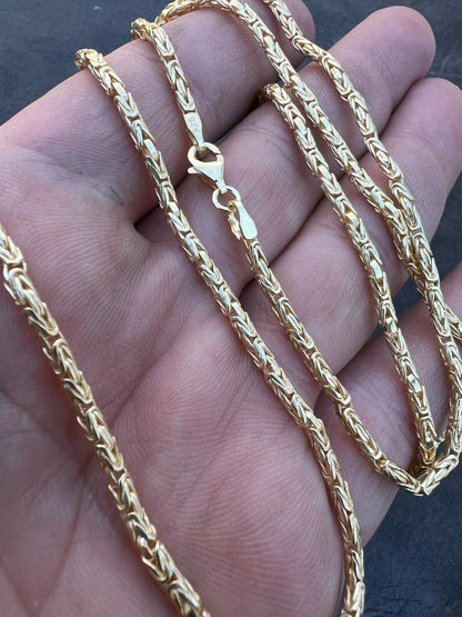 Round Byzantine Link Chain Necklace - 14k Gold Vermeil 925 Sterling Silver - 16"-30" - 2mm