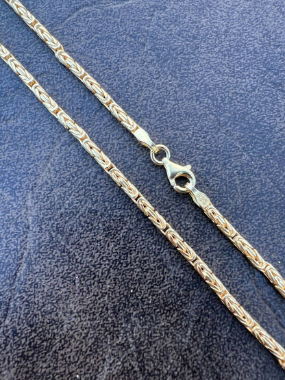 Round Byzantine Link Chain Necklace - 14k Gold Vermeil 925 Sterling Silver - 16"-30" - 2mm