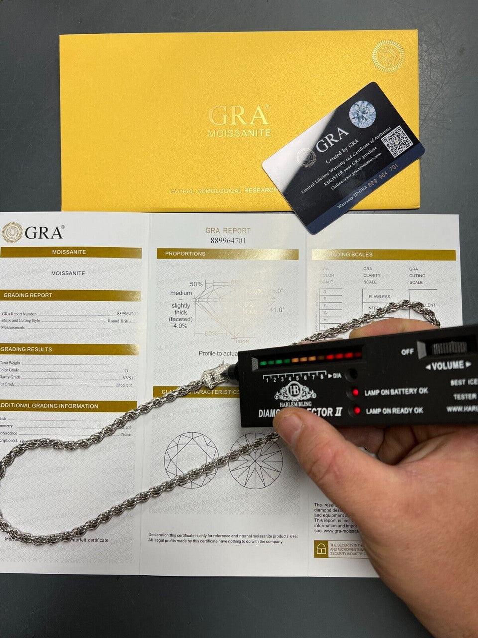 MOISSANITE Rope Chain Necklace Or Bracelet Iced Out Clasp - 925 Silver - 6mm - 7-30"