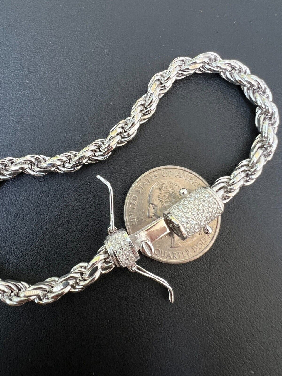 MOISSANITE Rope Chain Necklace Or Bracelet Iced Out Clasp - 925 Silver - 6mm - 7-30"