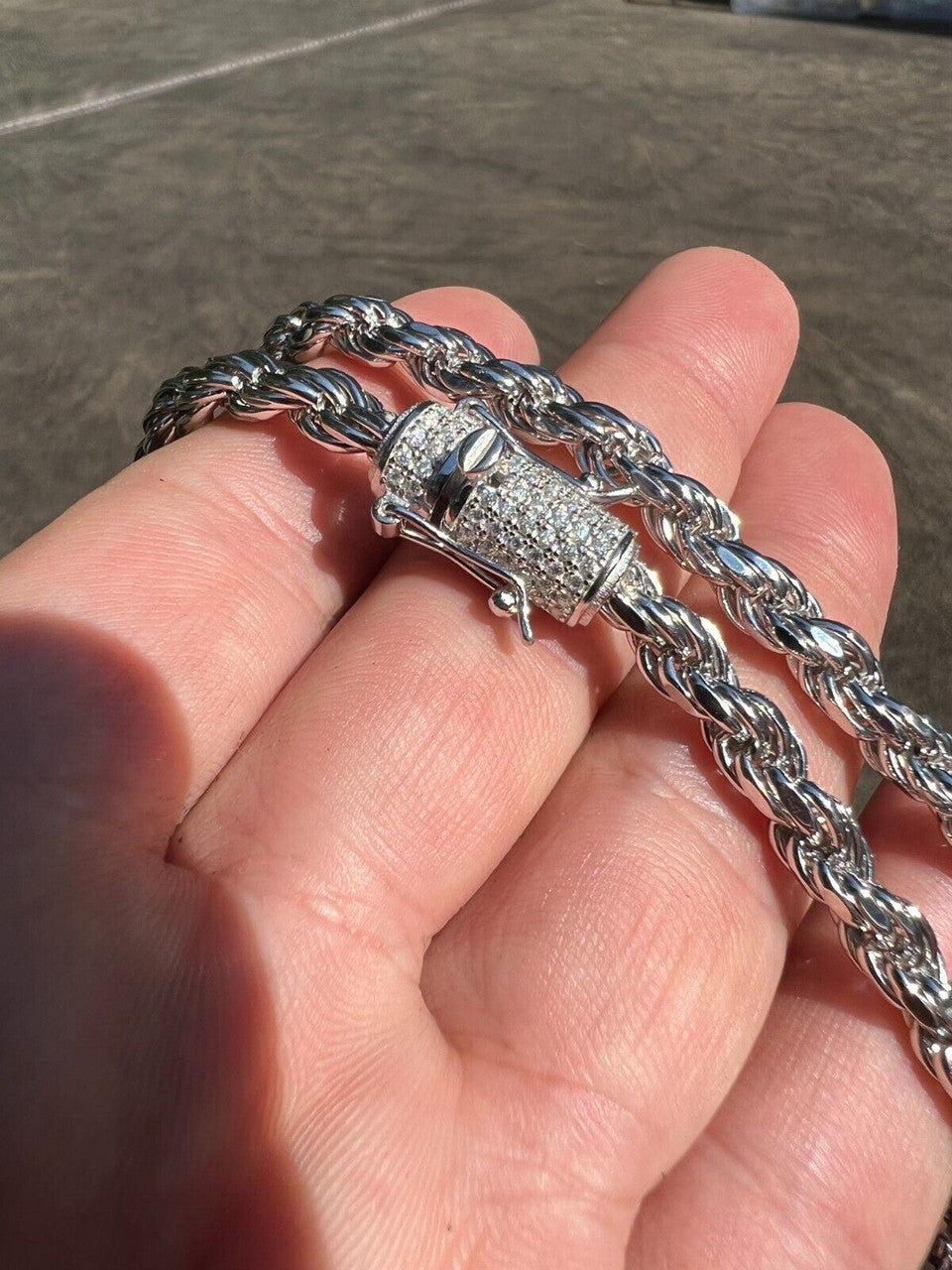 MOISSANITE Rope Chain Necklace Or Bracelet Iced Out Clasp - 925 Silver - 6mm - 7-30"