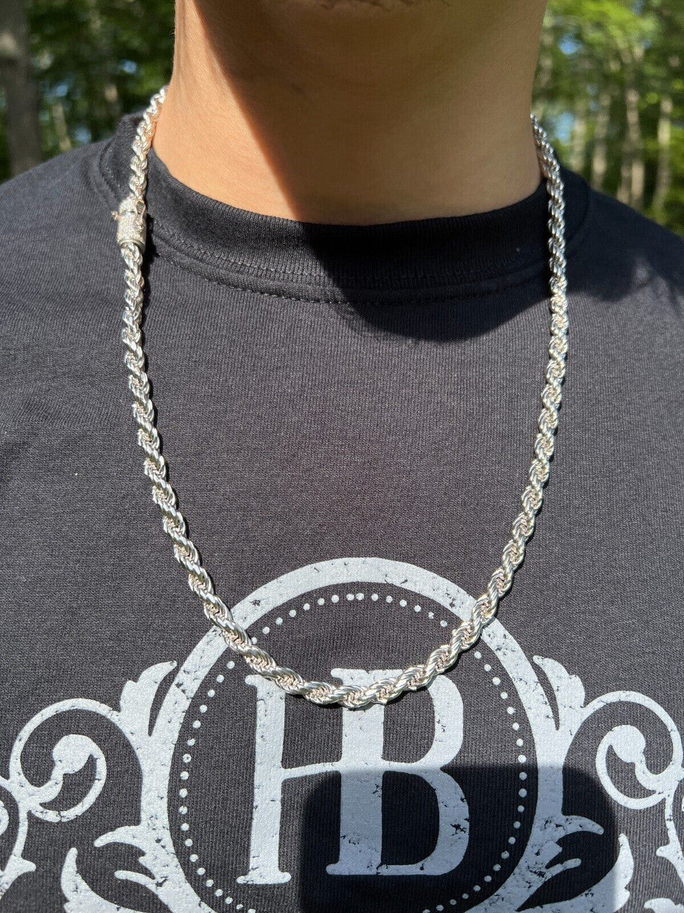 MOISSANITE Rope Chain Necklace Or Bracelet Iced Out Clasp - 925 Silver - 6mm - 7-30"