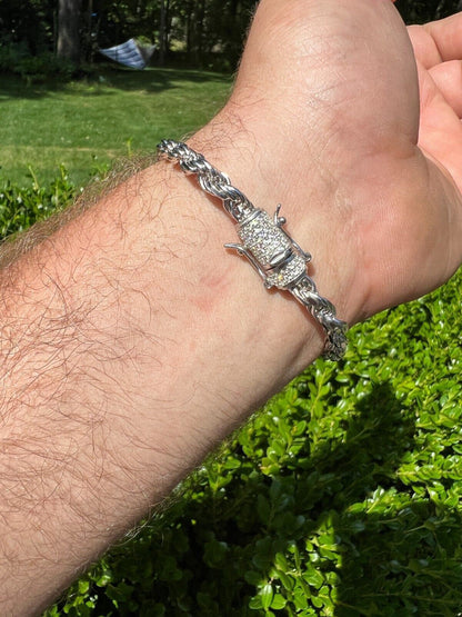 MOISSANITE Rope Chain Necklace Or Bracelet Iced Out Clasp - 925 Silver - 6mm - 7-30"