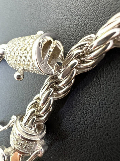 MOISSANITE Rope Chain Necklace Or Bracelet Iced Out Clasp - 925 Silver - 6mm - 7-30"