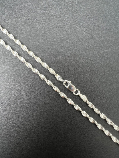 Singapore Rope Chain Necklace - 925 Sterling Silver - 14"-30" - 2.5mm