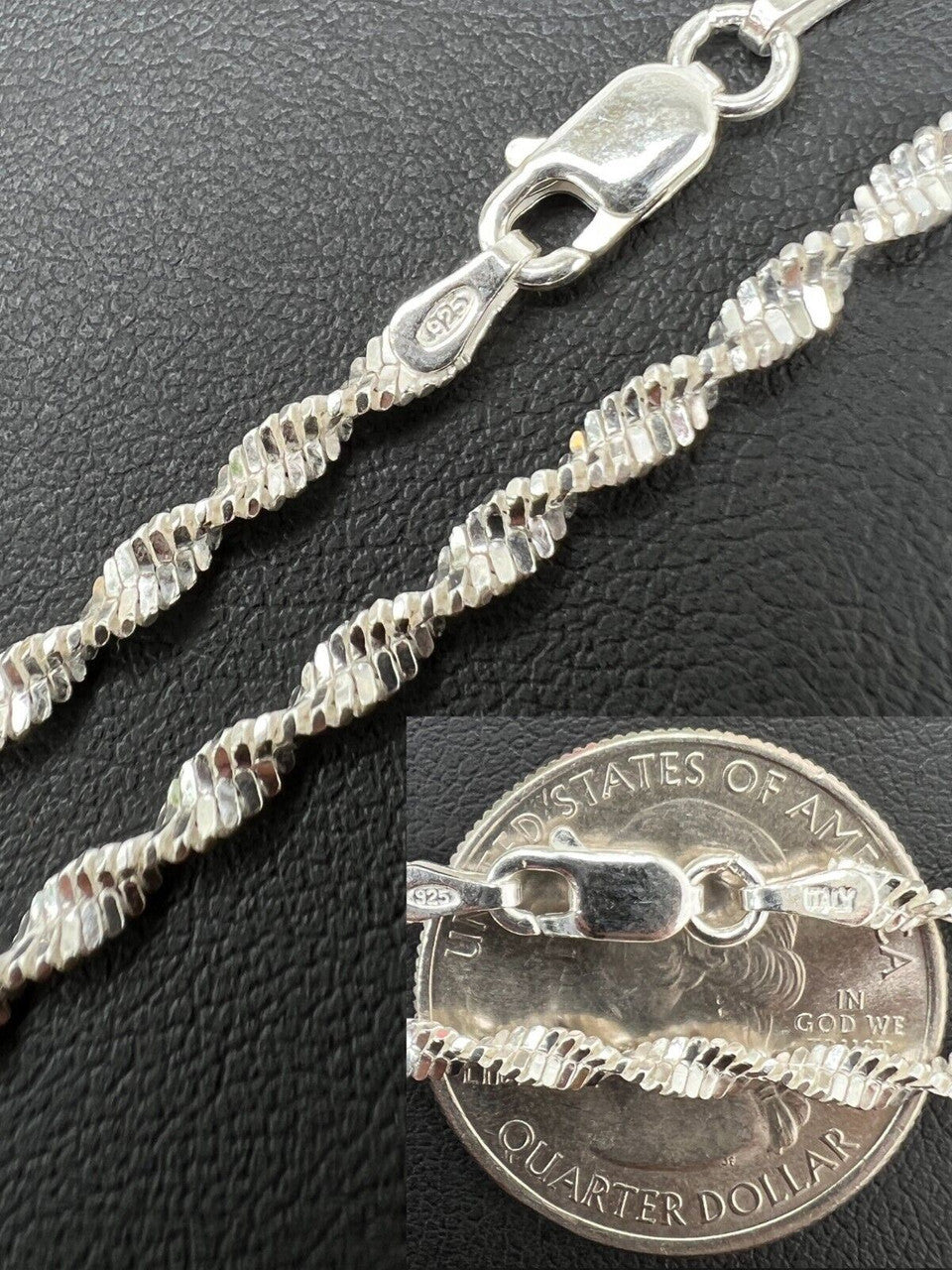 Singapore Rope Chain Necklace - 925 Sterling Silver - 14"-30" - 2.5mm