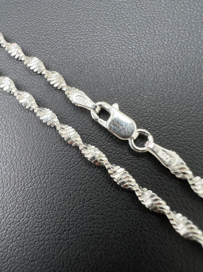 Singapore Rope Chain Necklace - 925 Sterling Silver - 14"-30" - 2.5mm