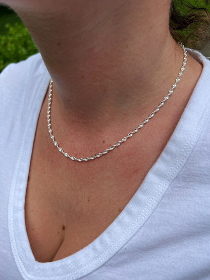 Singapore Rope Chain Necklace - 925 Sterling Silver - 14"-30" - 2.5mm