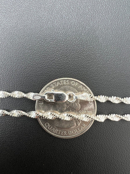 Singapore Rope Chain Necklace - 925 Sterling Silver - 14"-30" - 2.5mm