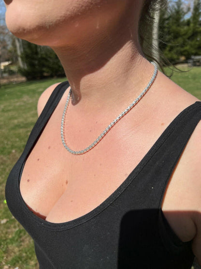 Round Sparkle Rock Chain Necklace - 925 Sterling Silver - 16"-30" - 3mm-5mm