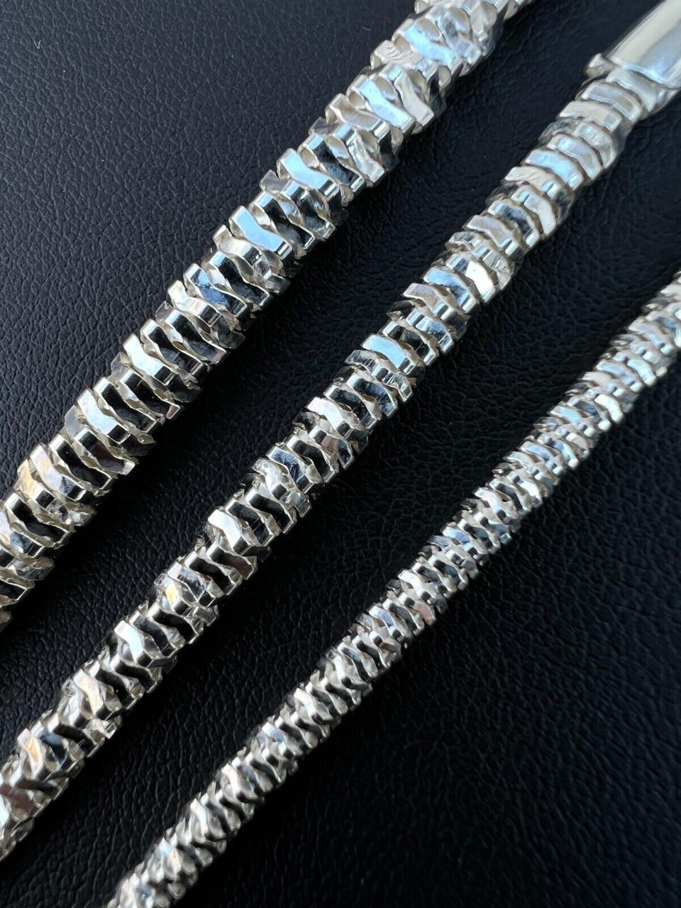 Round Sparkle Rock Chain Necklace - 925 Sterling Silver - 16"-30" - 3mm-5mm