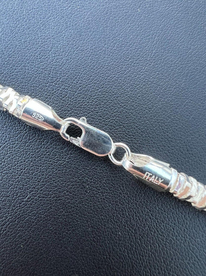 Round Sparkle Rock Chain Necklace - 925 Sterling Silver - 16"-30" - 3mm-5mm