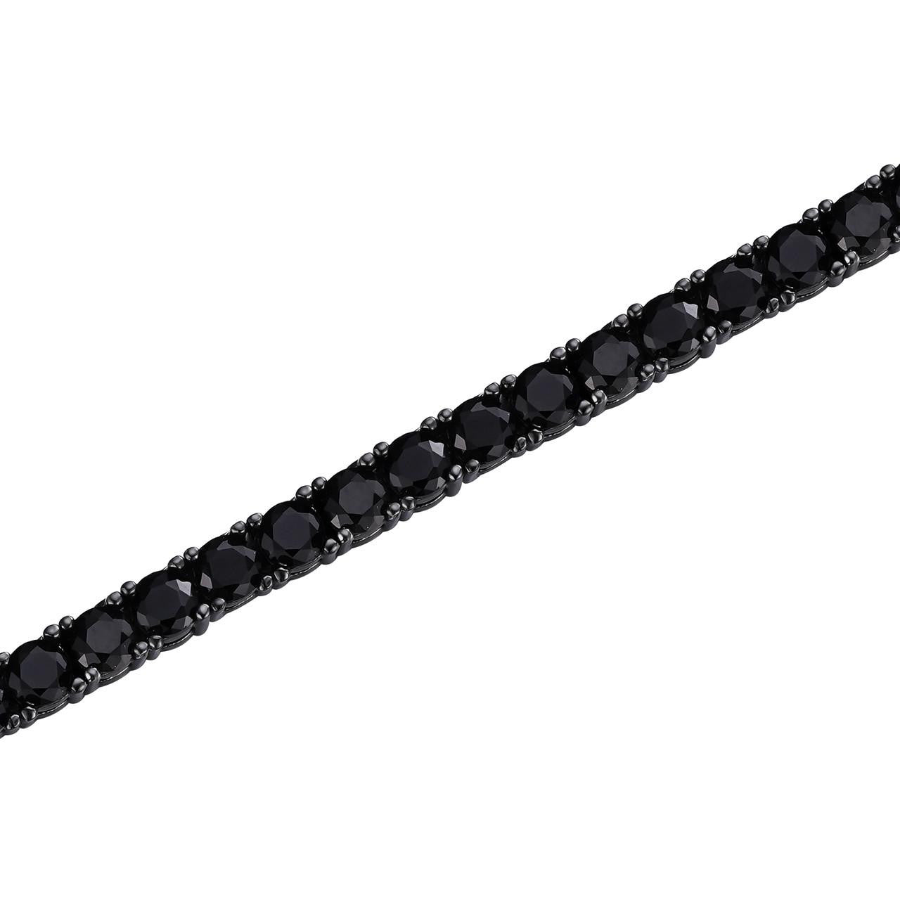 Black MOISSANITE Tennis Chain Necklace Iced Out - Black Rhodium Over 925 Silver - 5mm - 16"-28"