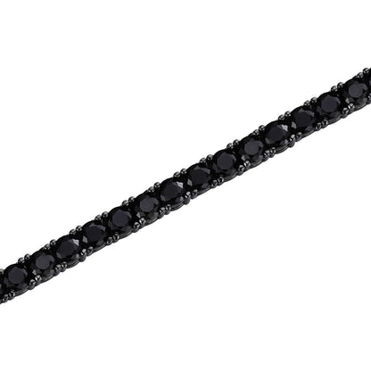 Black MOISSANITE Tennis Chain Necklace Iced Out - Black Rhodium Over 925 Silver - 5mm - 16"-28"