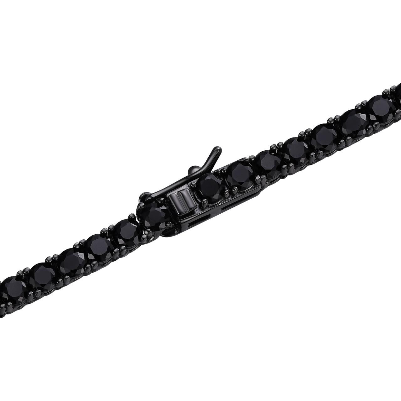 Black MOISSANITE Tennis Chain Necklace Iced Out - Black Rhodium Over 925 Silver - 5mm - 16"-28"