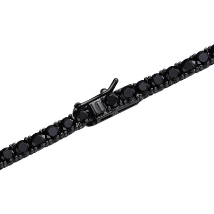 Black MOISSANITE Tennis Chain Necklace Iced Out - Black Rhodium Over 925 Silver - 5mm - 16"-28"