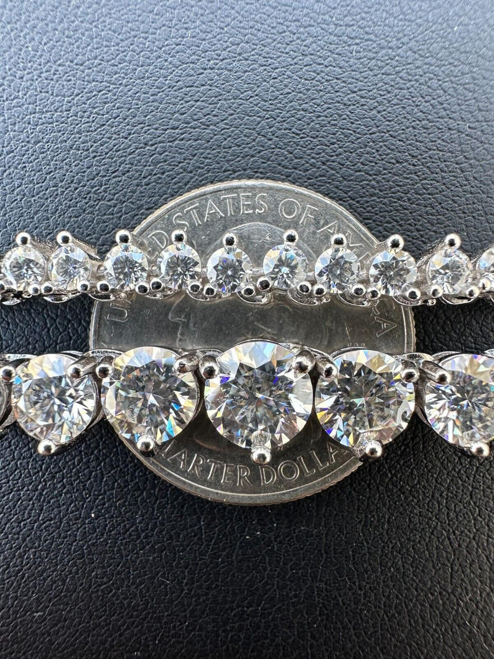 MOISSANITE Graduated Tennis Chain Necklace Iced Out - 925 Silver - 3-7mm - 14"-24"