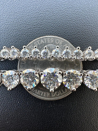 MOISSANITE Graduated Tennis Chain Necklace Iced Out - 925 Silver - 3-7mm - 14"-24"