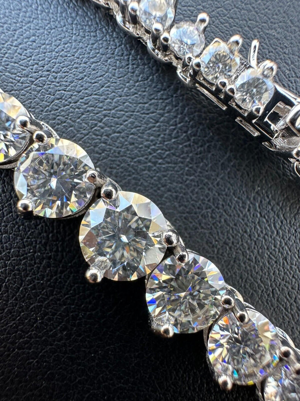 MOISSANITE Graduated Tennis Chain Necklace Iced Out - 925 Silver - 3-7mm - 14"-24"