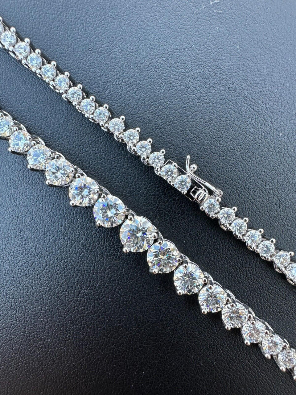 MOISSANITE Graduated Tennis Chain Necklace Iced Out - 925 Silver - 3-7mm - 14"-24"