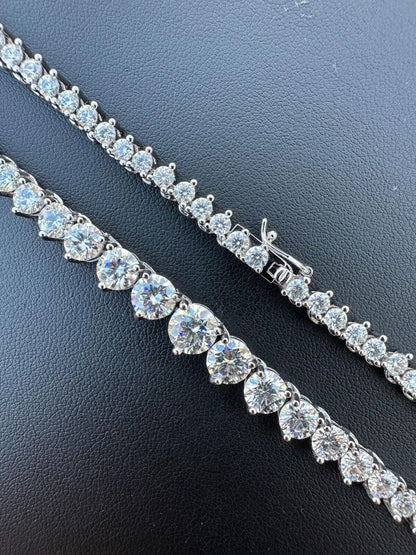 MOISSANITE Graduated Tennis Chain Necklace Iced Out - 925 Silver - 3-7mm - 14"-24"
