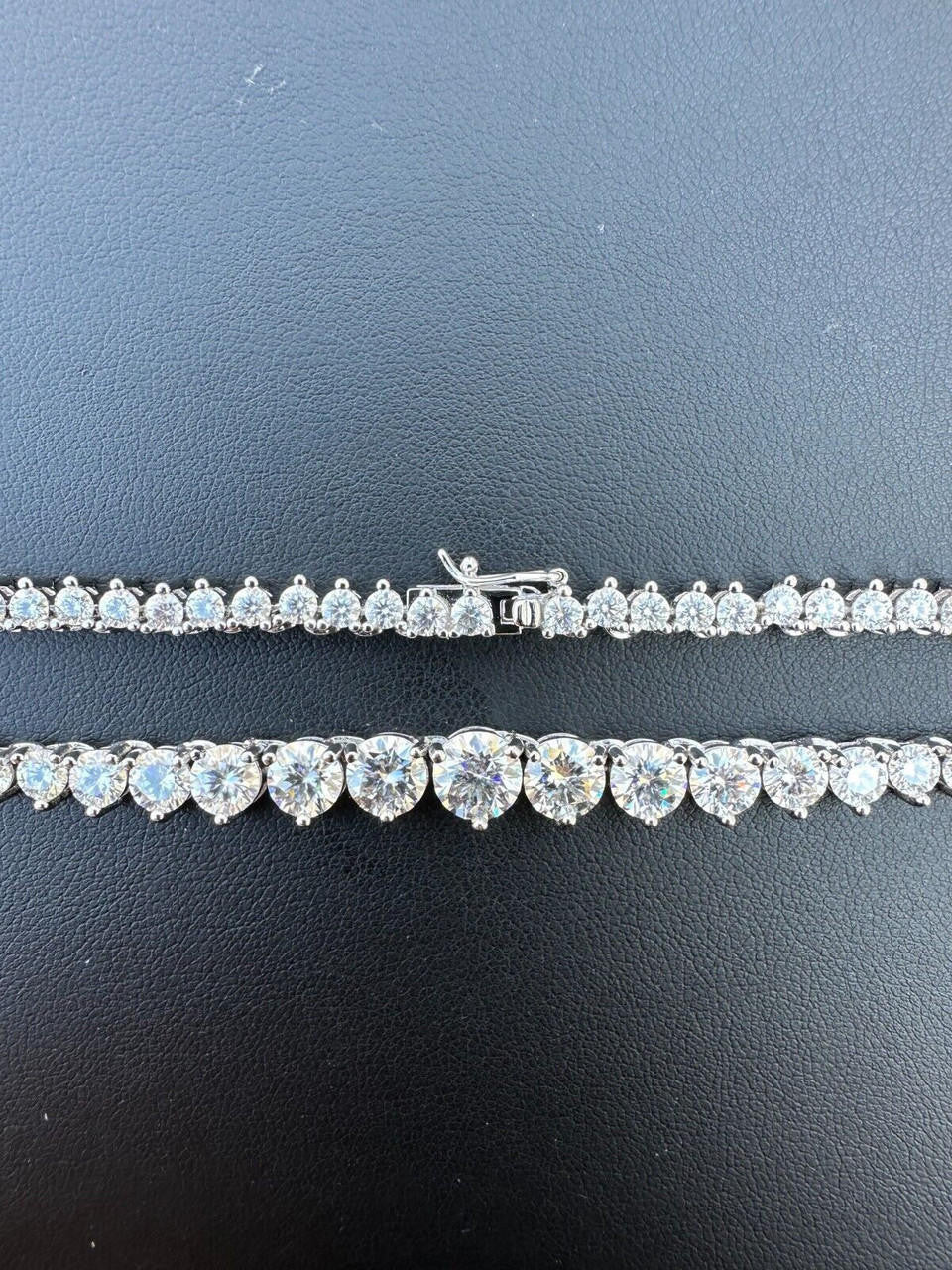 MOISSANITE Graduated Tennis Chain Necklace Iced Out - 925 Silver - 3-7mm - 14"-24"