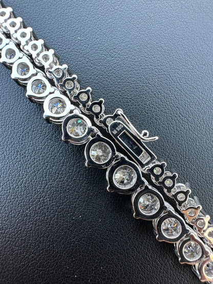 MOISSANITE Graduated Tennis Chain Necklace Iced Out - 925 Silver - 3-7mm - 14"-24"