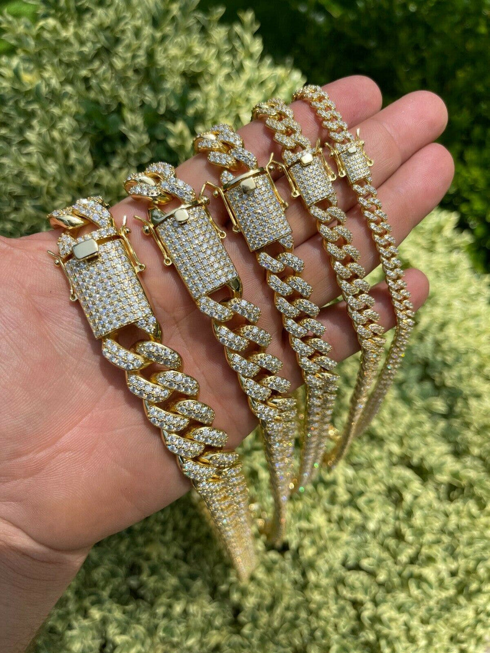 Classic Miami Cuban Link Chain Necklace Iced Out CZ Stones - 14k Gold Vermeil 925 Silver - 6mm-18mm - 16-30"