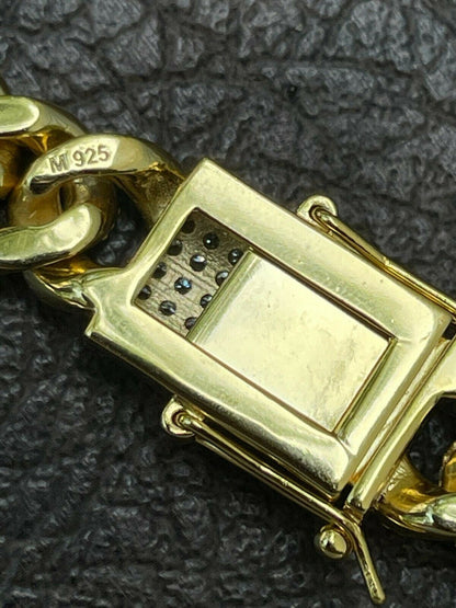 Classic Miami Cuban Link Chain Necklace Iced Out CZ Stones - 14k Gold Vermeil 925 Silver - 6mm-18mm - 16-30"