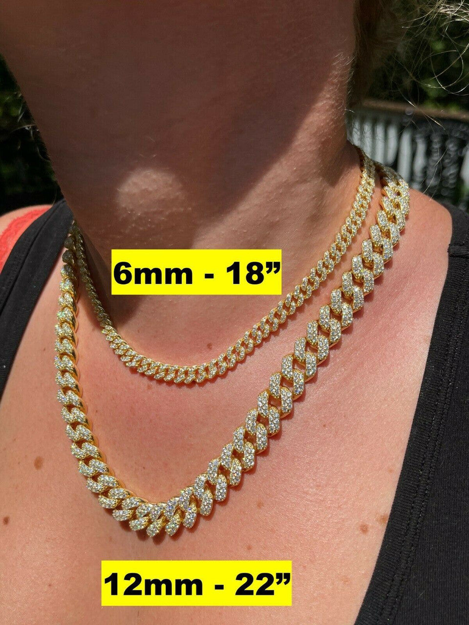 Classic Miami Cuban Link Chain Necklace Iced Out CZ Stones - 14k Gold Vermeil 925 Silver - 6mm-18mm - 16-30"