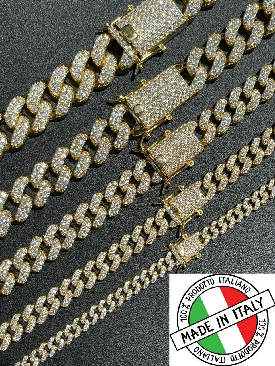 Classic Miami Cuban Link Chain Necklace Iced Out CZ Stones - 14k Gold Vermeil 925 Silver - 6mm-18mm - 16-30"