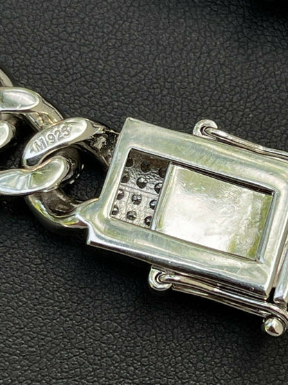 Classic Miami Cuban Link Chain Necklace Iced Out CZ Stones - 925 Silver - 6mm-18mm - 16-30"