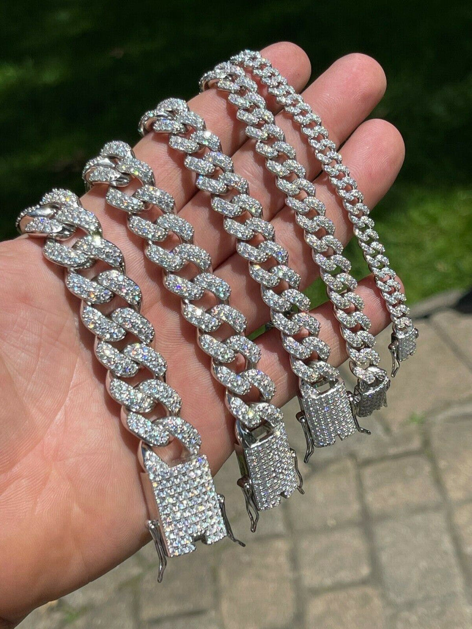 MOISSANITE Classic Miami Cuban Link Chain Necklace Iced Out - 925 Silver - 6mm-18mm - 16-30"