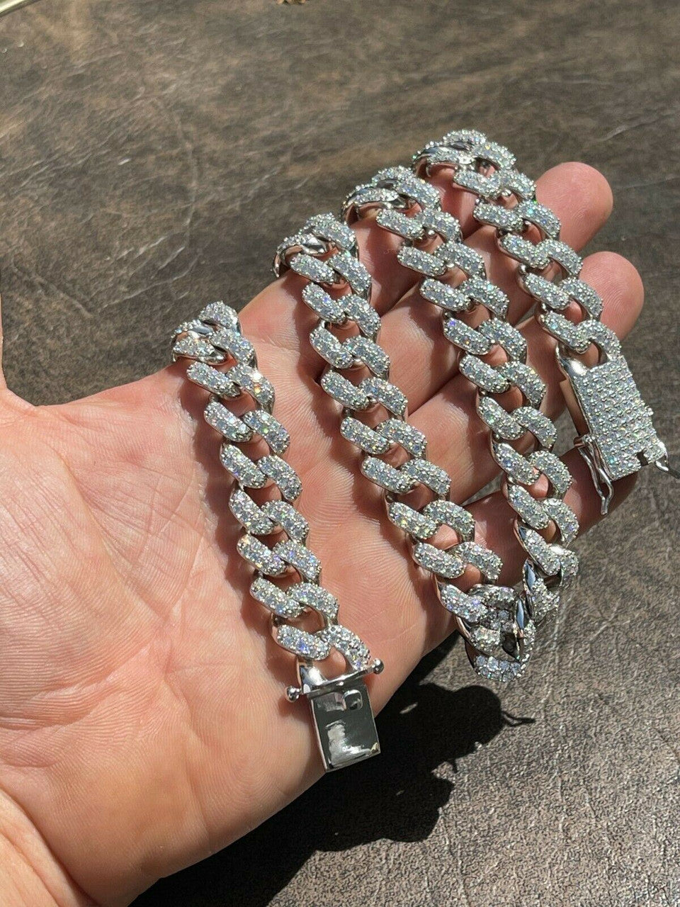 MOISSANITE Classic Miami Cuban Link Chain Necklace Iced Out - 925 Silver - 6mm-18mm - 16-30"