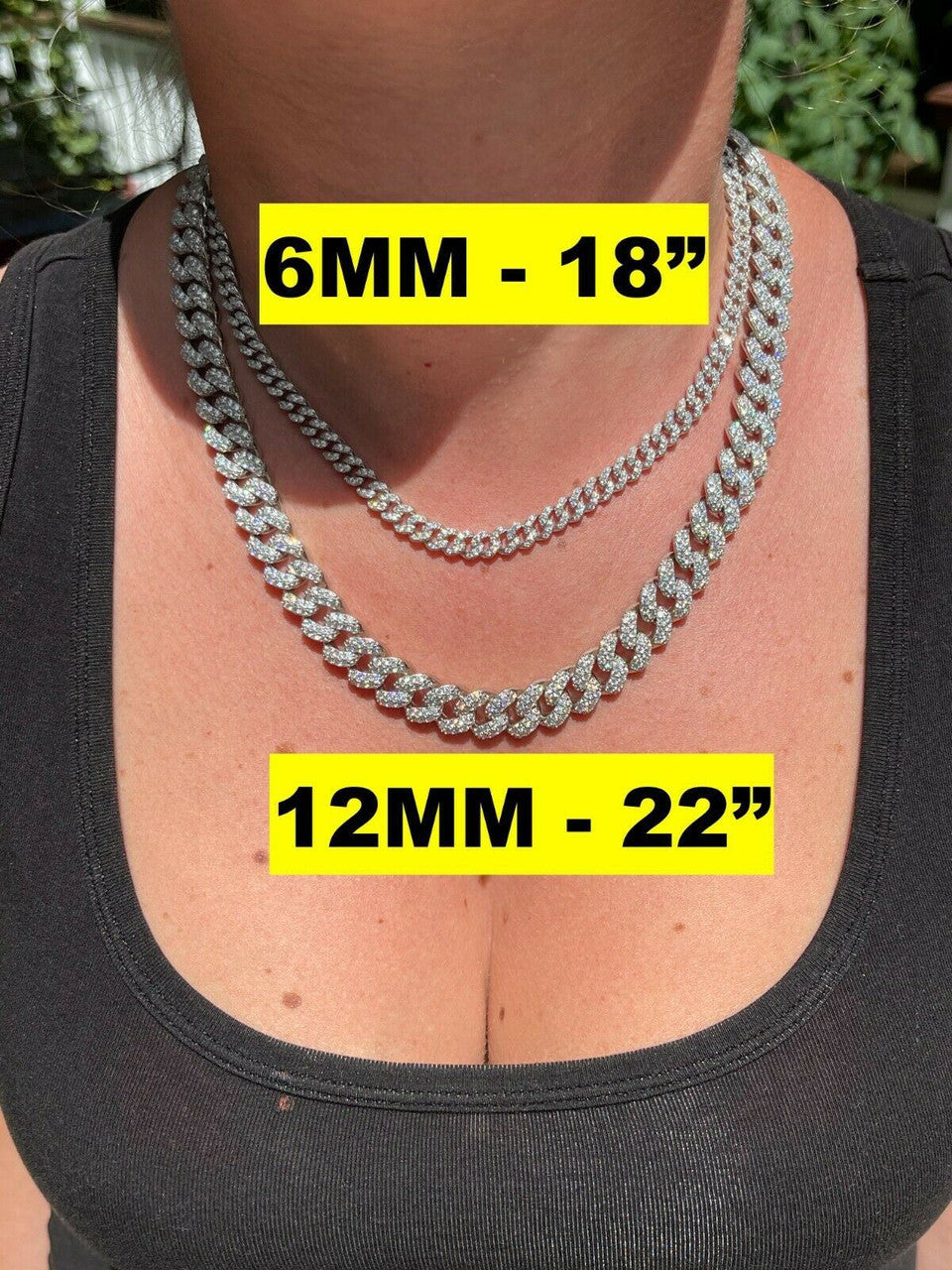 MOISSANITE Classic Miami Cuban Link Chain Necklace Iced Out - 925 Silver - 6mm-18mm - 16-30"