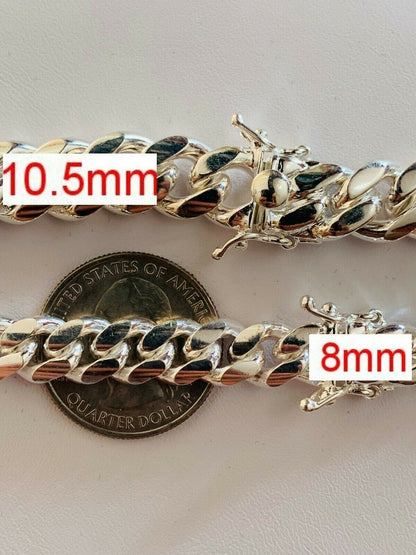 Miami Cuban Link Chain Necklace Or Bracelet W. Box Lock - 925 Sterling Silver - 7"-30" - 4mm-10.5mm